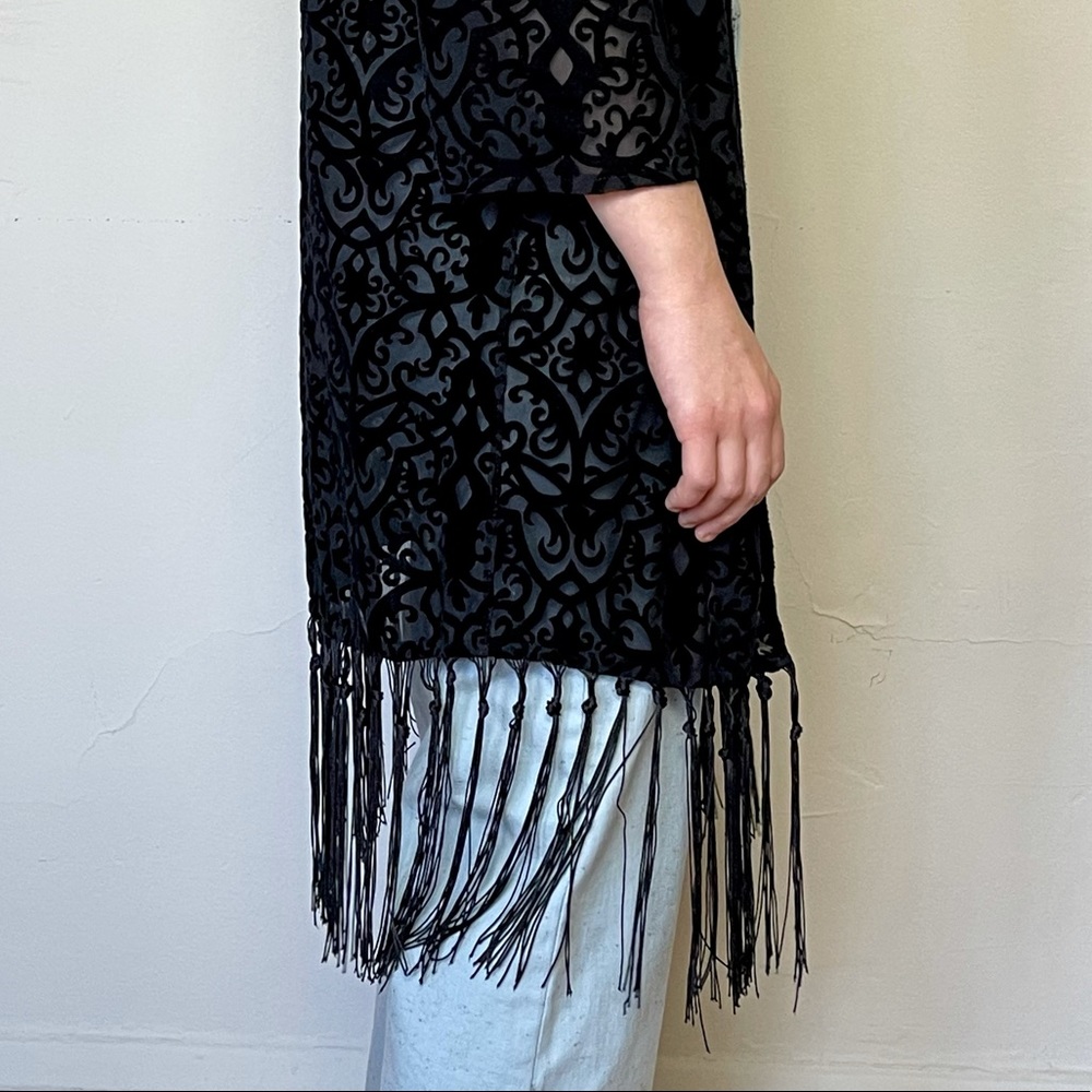 ✨Black Cardigan with All-Over Velvet Designs✨